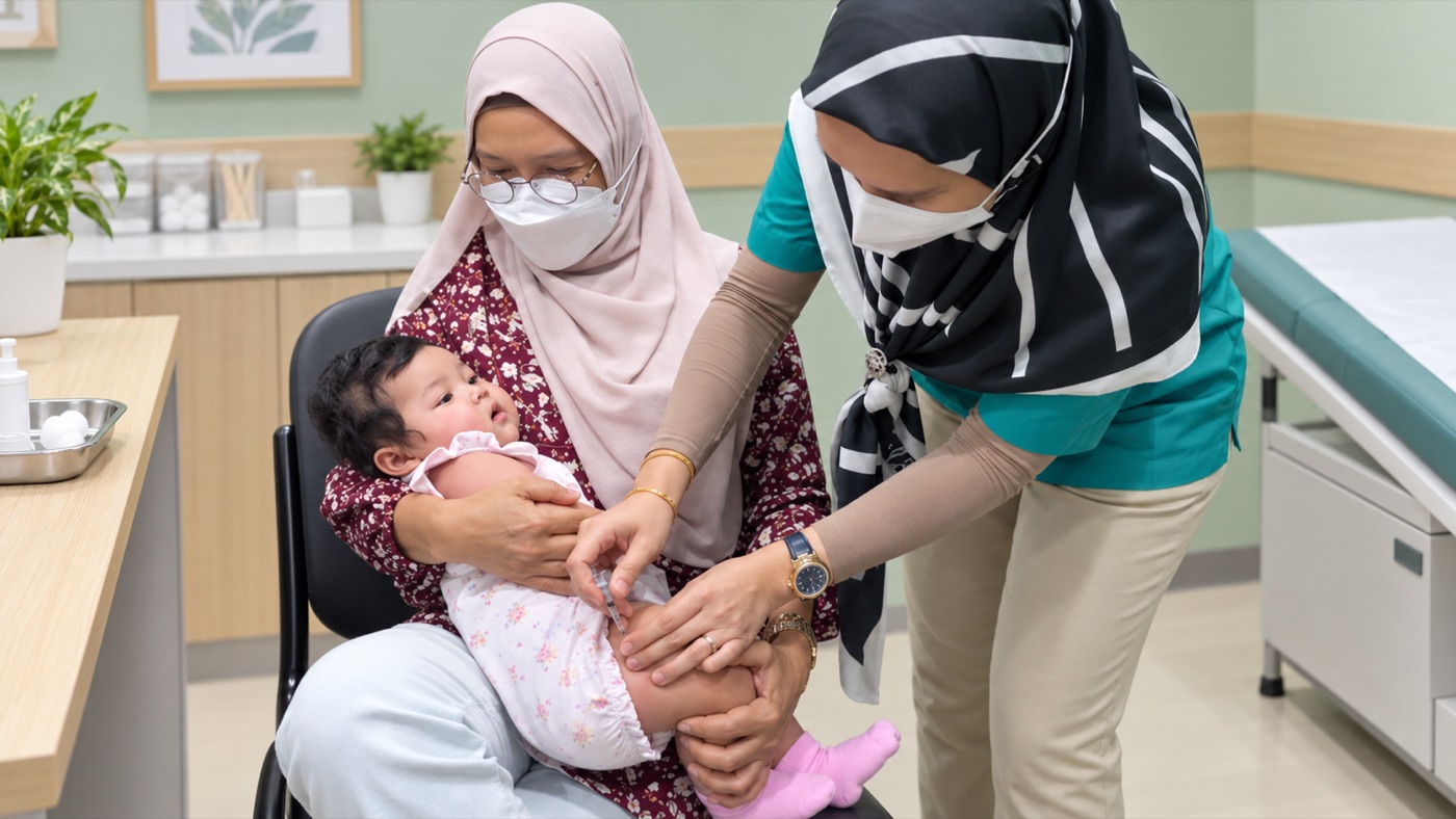 Vaksinasi bayi di Klinik Dr Nina